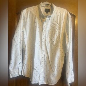 American Eagle White Shirt with Blue Print Design